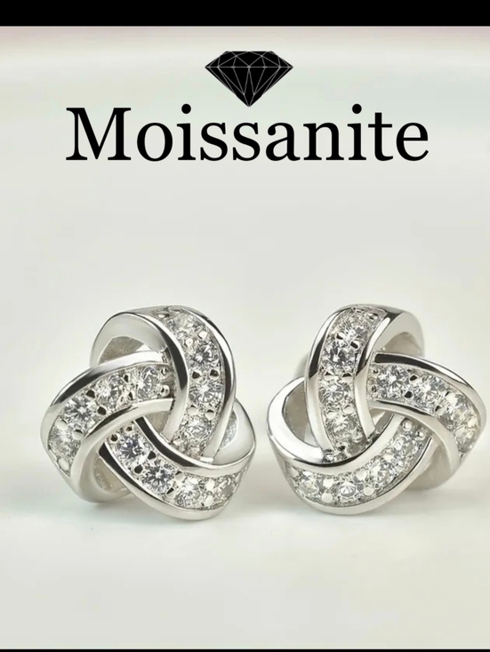 Jewelry - A 2-piece set of S925 silver earrings featuring 4-carat moissanite for women
